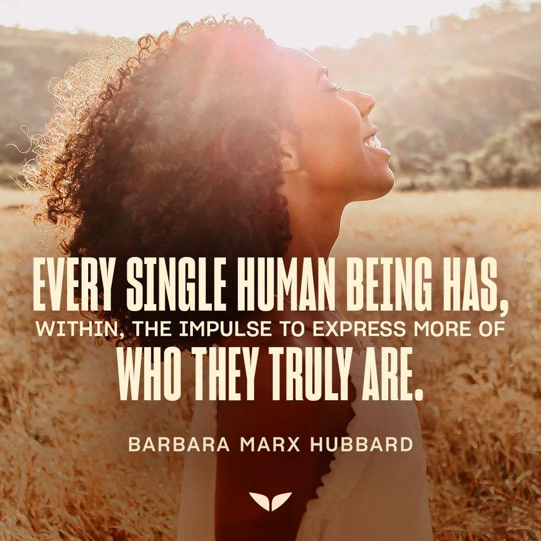 Quote on becoming more authentic by Barbara Marx Hubbard